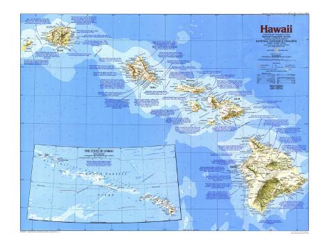 Vintage 1983 National Geographic Map of Hawaii